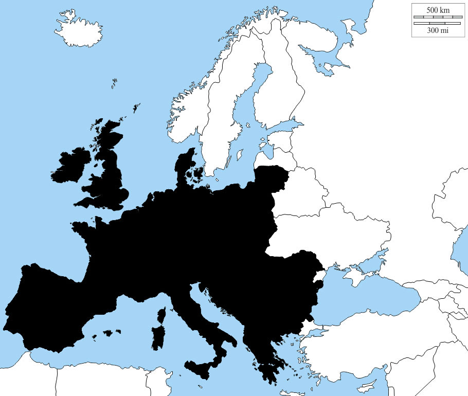 Correspondance entre la surface de l'Europe et de la surface des glaces qui a disparu dans l'Arctique.